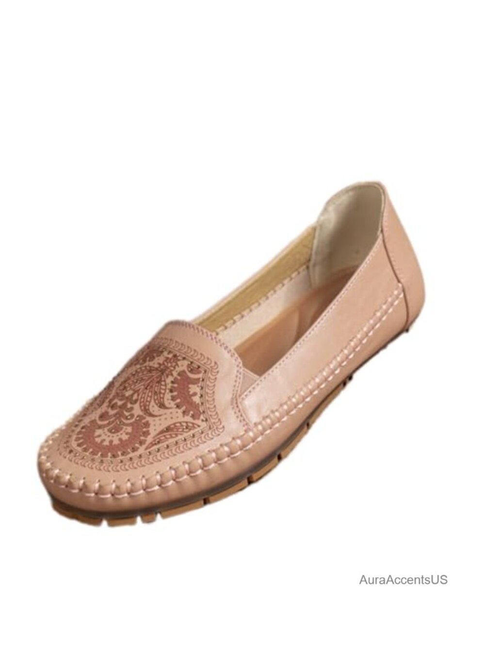 Womens Faux Leather Slip On Loafers Memory Foam Comfort Work Flats